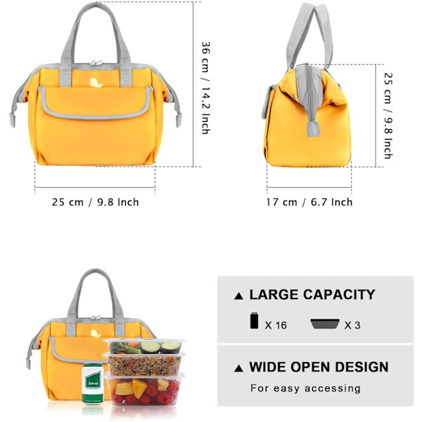 Isoleret køletaske - Stor vandtæt frokosttaske til voksne - Blød køletaske med kølefunktion til kontor, arbejde, picnic og strand