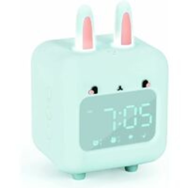 Rabbit smart alarm clock student small alarm clock c-band musical charging for children with night light boys and girls 8469123mm green