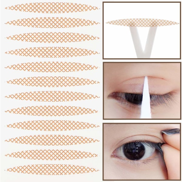 800PCS (400 Pairs) Single-Sided Lace Mesh Breathable No Trace Waterproof Invisible Double Eyelid Tape Stickers