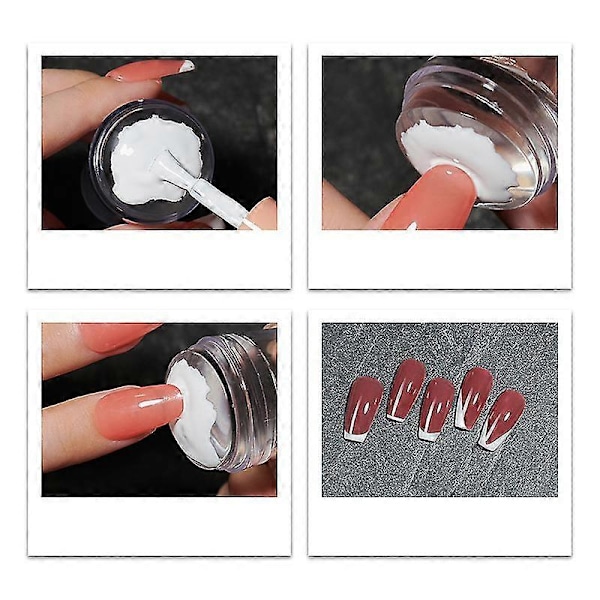 Läpinäkyvä kynsileimasin kaapimella 2kpl Jelly Silicone Stamp ranskalaisiin kynsiin Manikyyrisarjat Kynsitaide leimaustyökalusetti