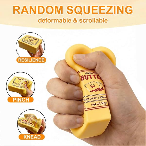 Langsomt Tilbagefjedrende Smør Squishy Klemmelegetøj, Ost Squishy Fidget Legetøj, Voksne Sensorisk Stressaflastende Squishy Terning, Blød og Elastisk, Festgave 2PCS
