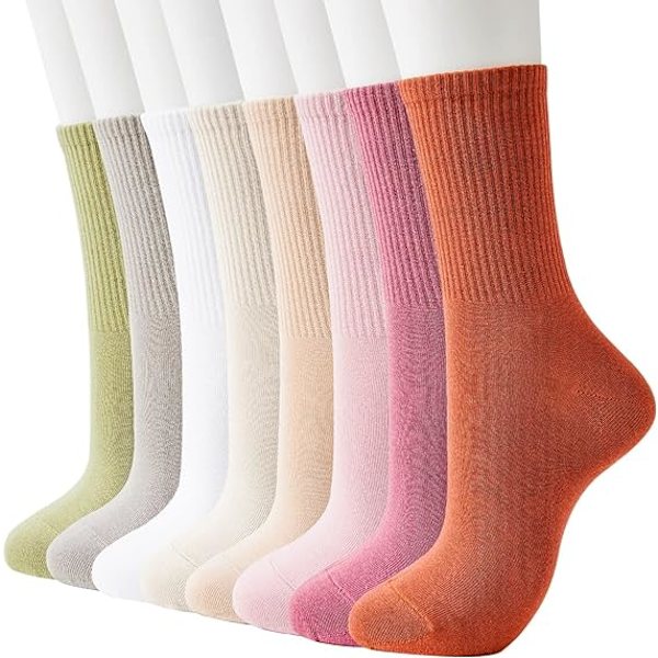Womens Cotton Crew Socks, Thin Soft Comfort Breathable Dress Socks, Above Ankle Crew Socks for Business, Casual.