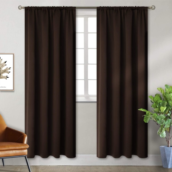 od Pocket Hvite Gardiner for Stue - Termisk Isolerte Vindusbehandlingsgardiner for Soverom, 2 Paneler, 52 x 63 Tommer