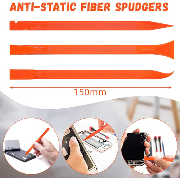 18 stycken repfria plastscraperverktyg i kolfiber, flersyftsskrapa, pennformad skrapa, rengöringsskrapa (orange)