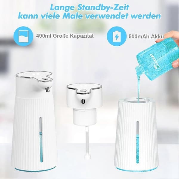 Automatisk sæbedispenser, automatisk vægmonteret sæbedispenser, 400 ml USB genopladelig elektrisk sæbedispenser