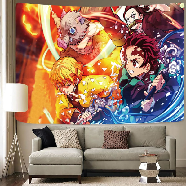 Anime-demonijuliste - Anime-seinävaate - Anime-julistekoriste - Anime-seinävaate rullaava rulla, jota voidaan käyttää syntymäpäiväjuhlan koristeluseinävaatteena 60x80 tuumaa