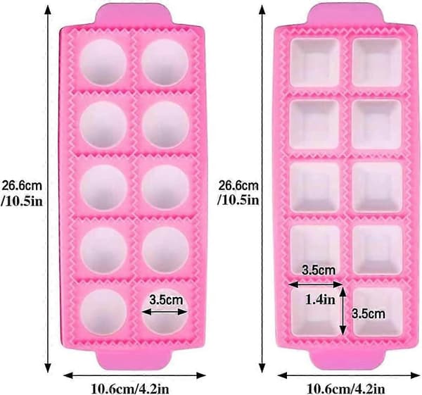 Dumplingforme, Rund Won Ton Form/Firkantet Won Ton Form, 10 Stykker til Pastaform og Pressepasta (Pink, 26.5 * 10.5 * 2cm)*2, 2024 Ping