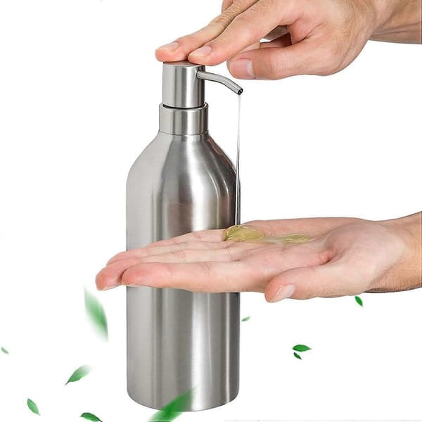 2X Sæbedispenser Rustfrit Stål Flaske Bordplade Pumpe Håndlotion Flydende Dispenser til Køkken & Badeværelse