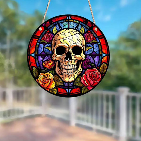 Halloween-kallo-ovikoriste | Akryylinen Spooky Skeleton -kyltti | Halloween-juhlatarvikkeet puutarhaan, kuistille, parvekkeelle, etuovelle, koristeet