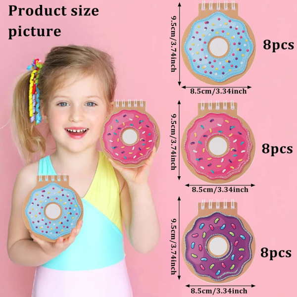24 st Mini Spiral Notebook Söta Donut Notebook Födelsedag Anteckningsblock Kawaii Donut Memo Pad Anteckningsböcker för Barn Festgåvor  3.34x3.74 Tum