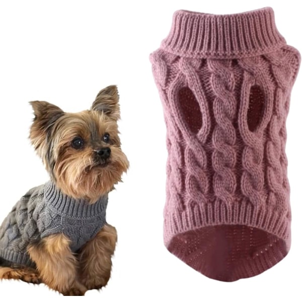 Hundegensere for små hunder vinter varmt hundetøy polo krage strikket jakke klesgenser valp H9H8 kjæledyrvest Blue S