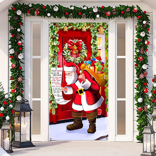 Jul Snögubbe Dörrskydd God Jul Dörrdekorationer Vinter Snögubbe Bakgrund Banner för Entré Veranda Jul