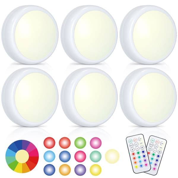 LED spotlight 6-pack with 2 remote controls RGB design, various colors, white - Perfet white
