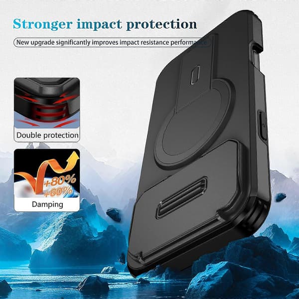 2-i-1 magnetisk flip-deksel med stativ og støtsikkert etui kompatibelt med iPhone 17 Air