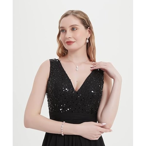 Tåardrop Cubic Zirconia Drop Örhängen Halsband Brud Smyckeset Bröllop Bal Gåvor För Brudtärna
