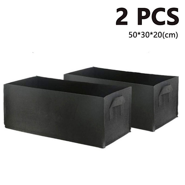 2 stk. plantevækstpose, nonwoven plantepose med håndtag til kartofler tomater - Medium i elegant sort (50*30*20)