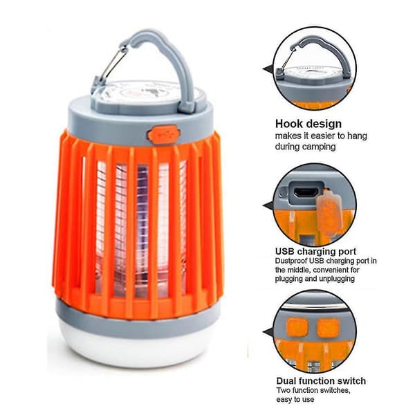 Elektrisk myggedræber LED-lys - Orange (uden solenergi)