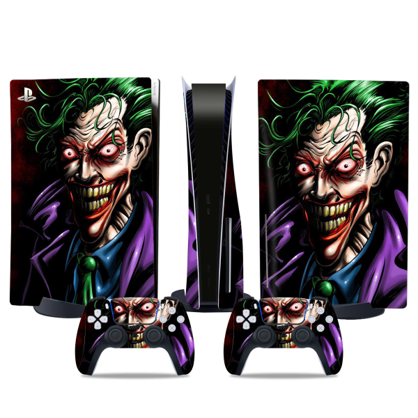 PS5 optisk enhet version klistermärke, cool PS5 skin, kontroller handtag, för PS5 konsol och kontroller, DC tecknad film, Joker14 Pattern21