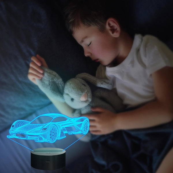 Hologram Controller 3D Natlampe til Børn, 16 Farver & Fjernbetjening Dimmer Kontrol Dreng Pige Videospil Værelse Tilbehør som Julefødselsdagsgave til Børn