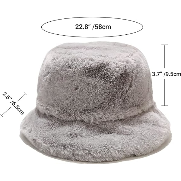 Vinterfalsk pels bøttehatt Fluffy varm hatt for kvinner menn