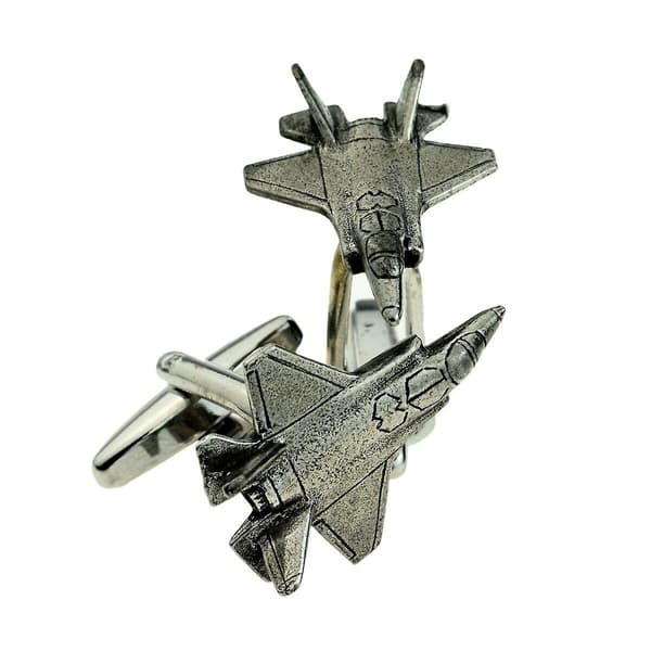 F35 stridsflygplan manschettknappar - presentförpackning - Lightning II - engelsktillverkat tenn