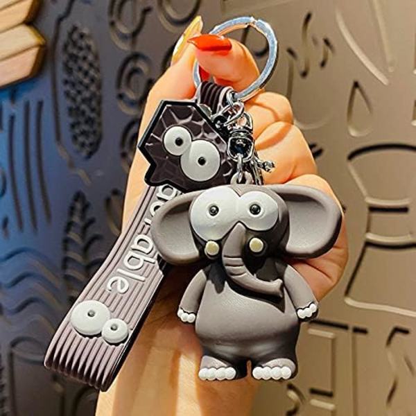 Kreativ Nyhed Grimme Store Øjne Sjov Blød TPU Silikone Zoo Dyr Vedhæng Nøglering Nøglering Nøglering Klip til Drenge Piger Kvinder - Sort Gris