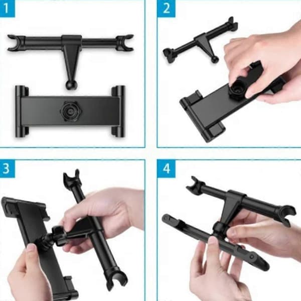 Magnetic Car Headrest Mount 360-Degree Rotating Clamp for Tablet and Phone, ABS te