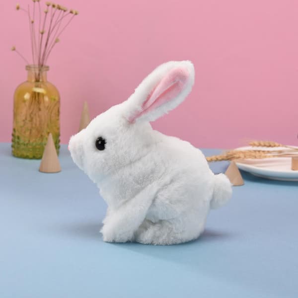 Interactive Educational Stuffed Animal Rabbit, Hopping, Walking, and Talking Toy Grey