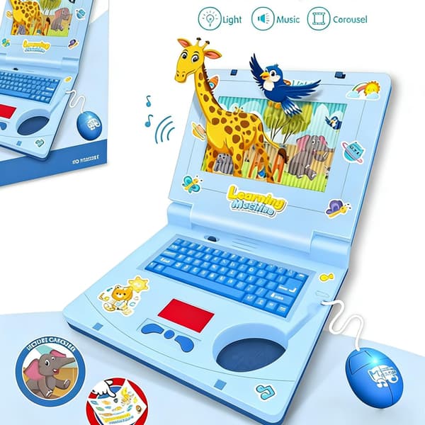 Toy Laptop with Interactive Keyboard and Screen for Entertaining Play, Fine Motor Skills Training, Notebook, Preschool Toy