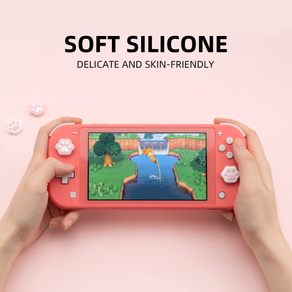 4 st katt tass formade tumgreppskåpor, mjukt silikonskydd för joystick kompatibel med Nintendo Switch/OLED/Switch Lite (rosa & blå)