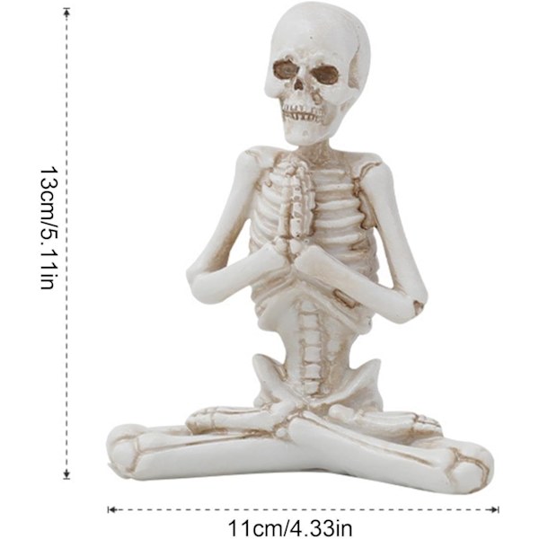 Spooky Spiritual Skull Resin Sculpture - Hauska Halloween-koriste - Kuolleiden päivän koriste - Jooga-koriste toimistoon
