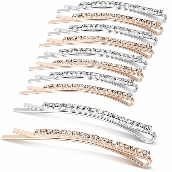 10 Pieces Rhinestone Bobby Pin Metal Hair Clips Clear Crystal Hair Pin Decorations for Lady Women Girls