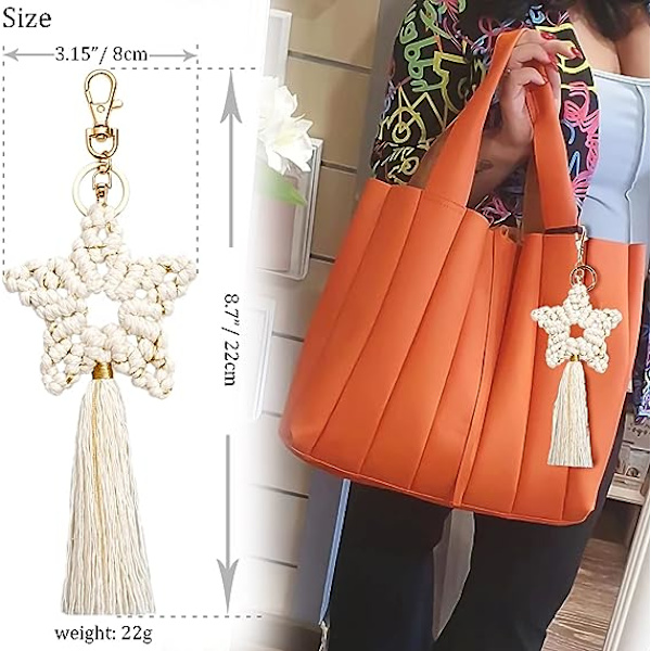 Nyckelring Handgjord Boho Tassel Väska Charm Nyckelring Bilnyckelring för Kvinnor