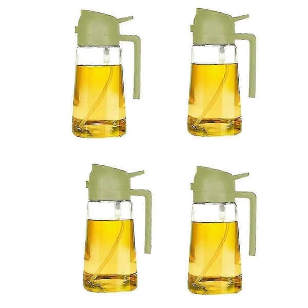 Oljedispenser för kök, oljedispenserflaska och häll, 2 i 1 olivoljedispenser, grön 4 st JN