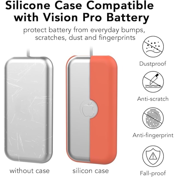 Kompatibel med Apple Vision Pro case, silikon Apple VR cover, anti-scratch, fallsäker mjukt case batteritillbehör (orange) Orange