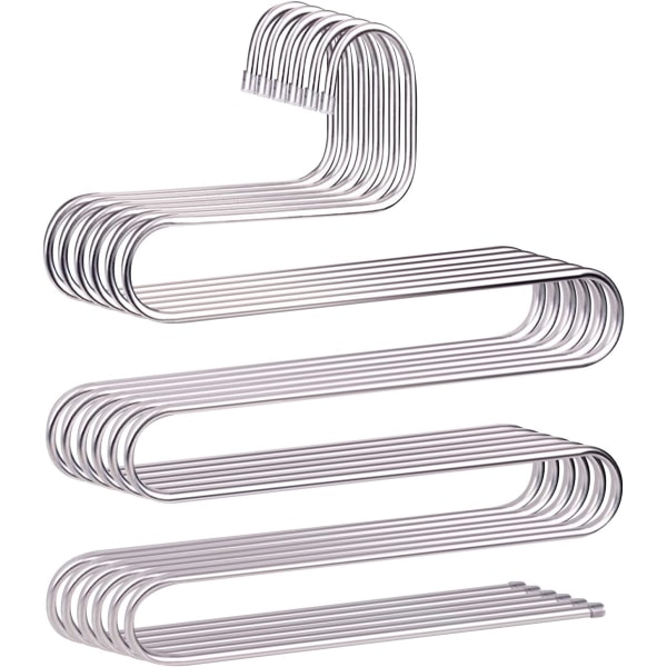 Byxor Hängare Halkfri S-Form Byxor Hängare Rostfritt Stål Klädhängare Garderob Förvaring Organizer för Byxor Jeans Scarf (6 Pack)