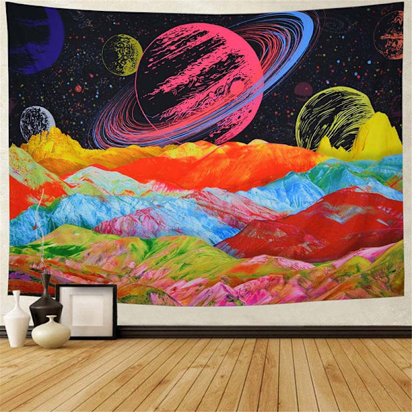 Trippy Gobelin Farverig Bjerg Gobelin Psykedelisk Galakse Rum Gobelin Hippie Væg Gobelin Fantasy Planeter Gobelin Vægophæng til Soveværelse