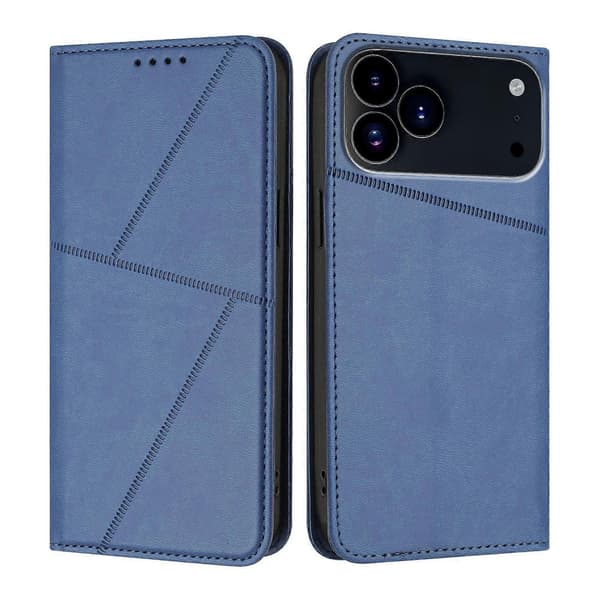 Kompatibel med iPhone 17 Pro Max Plånboksfodral Magnetisk Stängning Läder Flip Telefonfodral med Ställ (Blå)