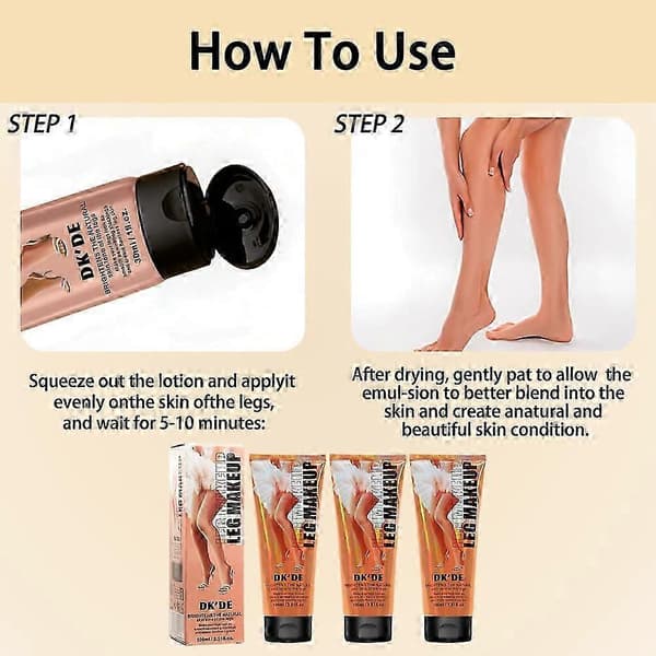 DK'DE+ 3-färgs Vattentät Benfoundation Makeup Brons Highlighter Hög Täckning Concealer, Ben Makeup Bas Kvinna