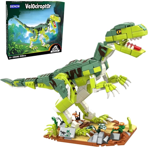 Creator Velociraptor Dinosaur Building Toy Set, Dinosaur Park World Dominion Raptor Model Toy Building med rörlig käke, 16,3”  (533 delar)