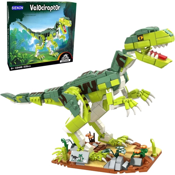 Creator Velociraptor Dinosaur Building Toy Set, Dinosaur Park World Dominion Raptor Model Toy Building with Movable Jaw, 16.3”  (533 Pcs)