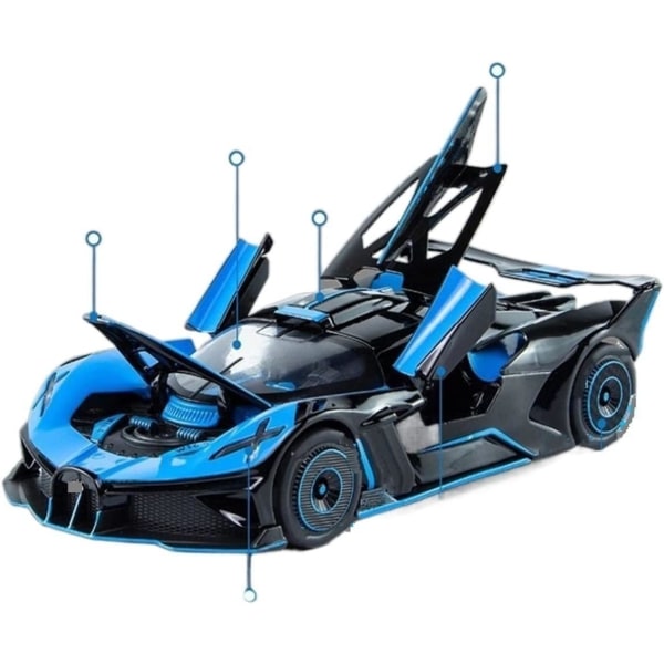 Diecast bil til Bugatti Bolide Supercar Metal Vehicle Racing 1:24 Legering Modelbil Miniature Diecast