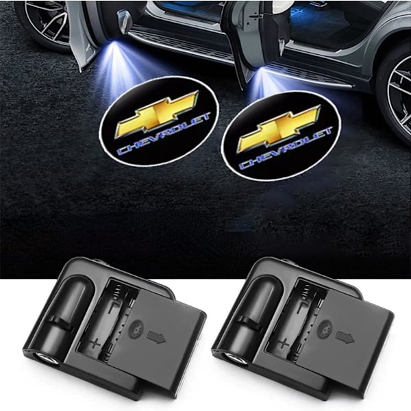 2 st Kompatibel med Chevrolet Chevy Trådlös Bildörrslogotypljus LED HD Välkomst Hövlighet Ghost Shadow Projektorlampa Kompatibel