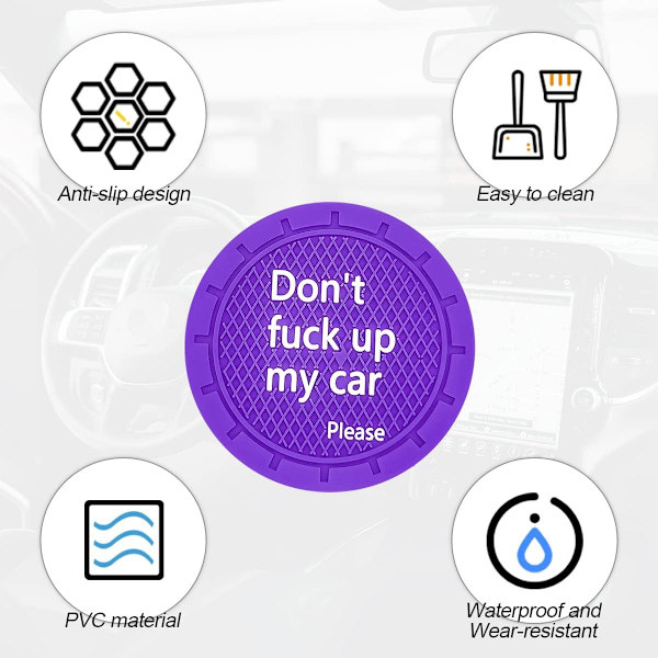 2 kpl autonmukitelineen alustoja, 2,75 tuuman liukumaton PVC-lisäosa, naarmuuntumattomat kuppimatot ajoneuvon sisätilatarvikkeet, universaali autoon, maasturiin, kuorma-autoon (violetti)