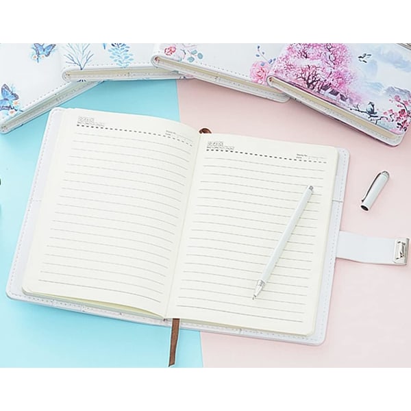 A5 Kreativt lösenordslås Journal PU Läder Kombinationslås Dagbok, 220 Sidor Digital Dagbok för Flickor (Rosa Blomma)