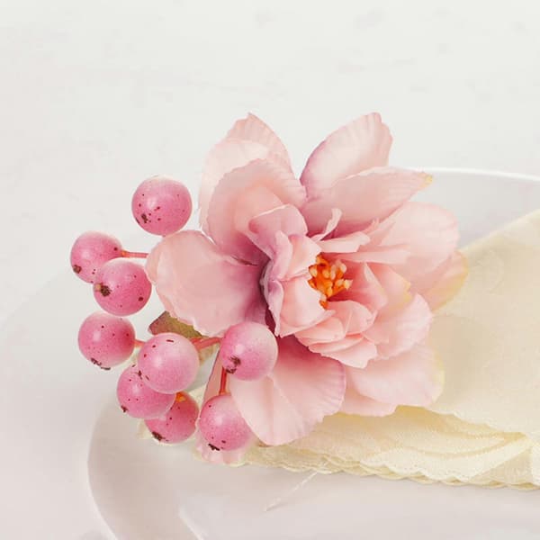 Rose Blomst Servietringe Kunstige Blomster Servietholdere Servietspænder