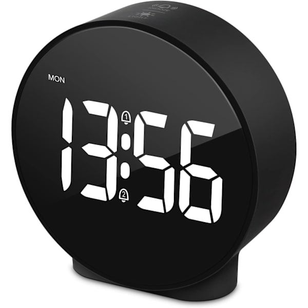 Liten digital väckarklocka LED skrivbordsreseelektronisk klocka dubbla larm snooze dimbar dagsuppsättning 12/24H veckodagvisning 4 tum
