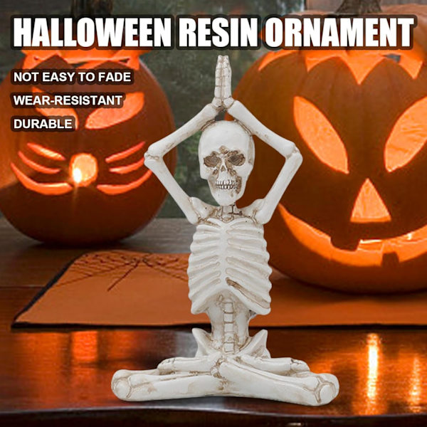 Spooky Spiritual Skull Resin Sculpture - Hauska Halloween-koriste - Kuolleiden päivä - Jooga-koriste toimistoon