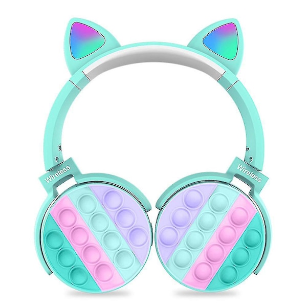 Bluetooth On-ear Hodetelefon Med Pop Bobler, Silikon Pop Fidget Leke Blå