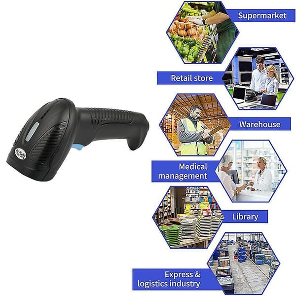 Skanner for strekkoder, skrivebordsmodell, kablet, 2D QR-kode, omnidireksjonell, for butikkvarer